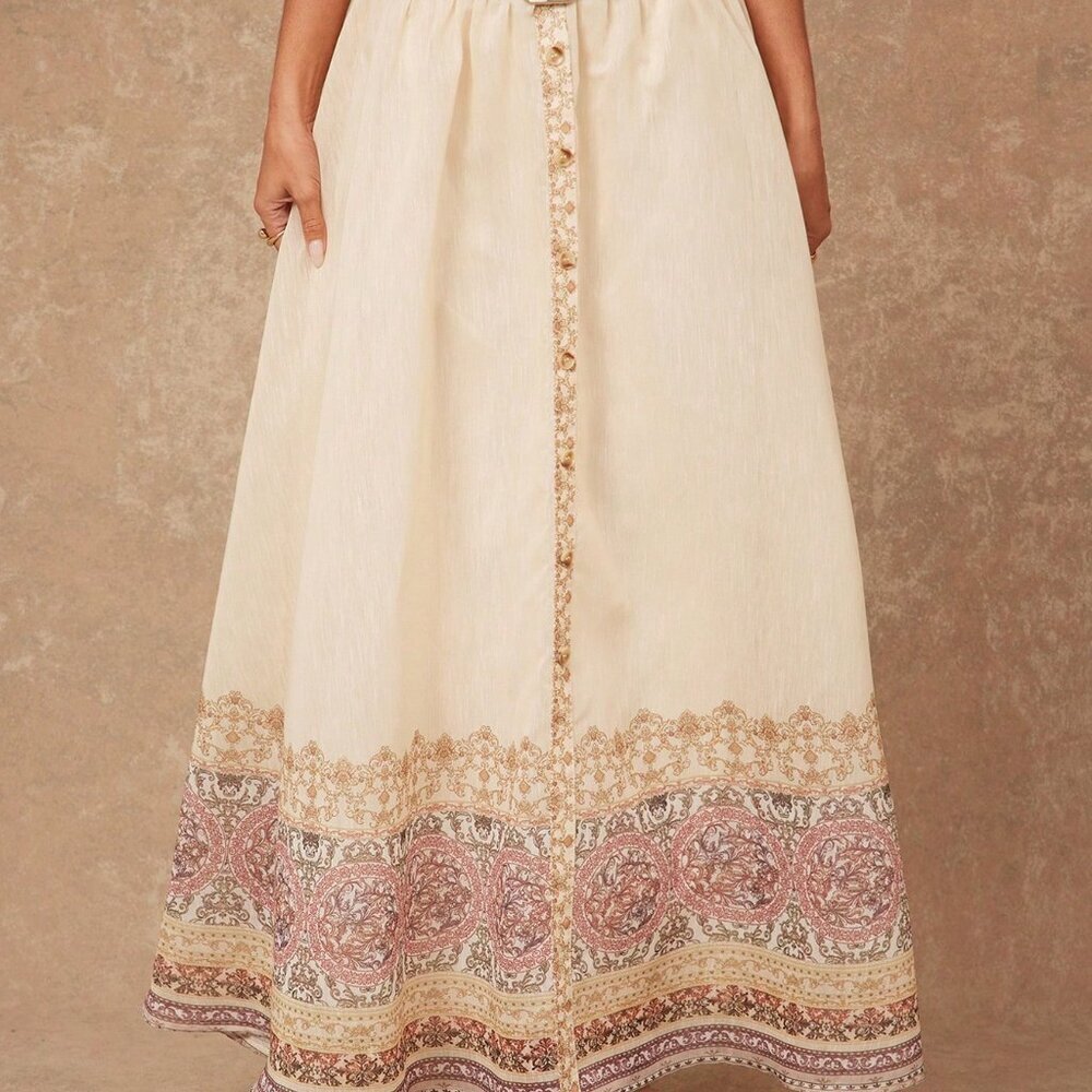 Multicolor Boho Women's Crop Top & Maxi Skirt Set - Picture 7 of 7
